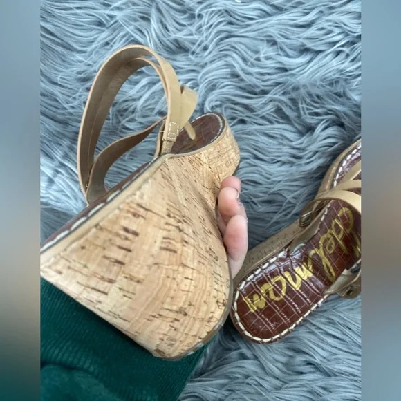 Sam Edelman Women's Size 9 Rasha Wedge Sandal Platform Strappy Tan Beige - Picture 4 of 10